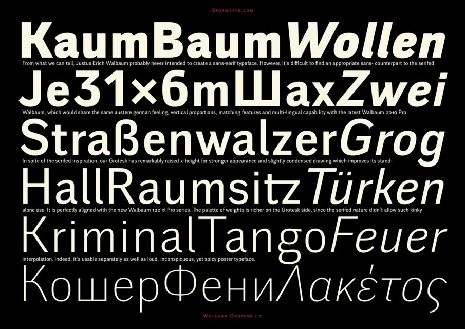 Cascade walbaum grotesk 5